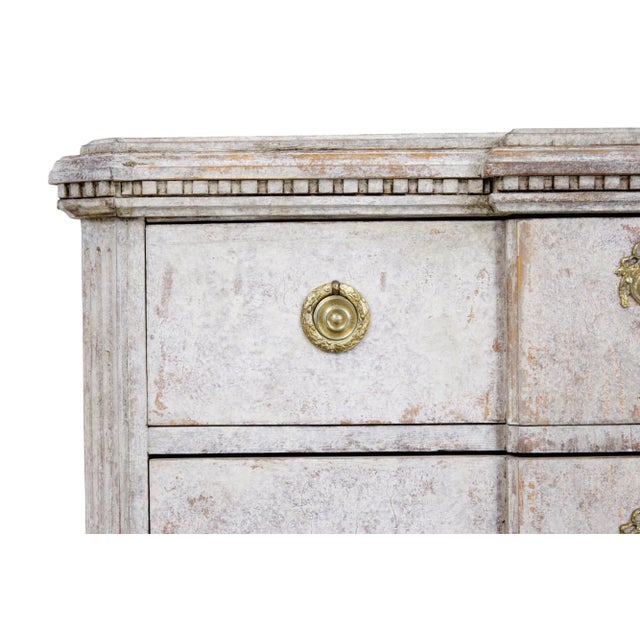 Ivory 19th Century Swedish Painted Breakfront Chest of Drawers For Sale - Image 8 of 11