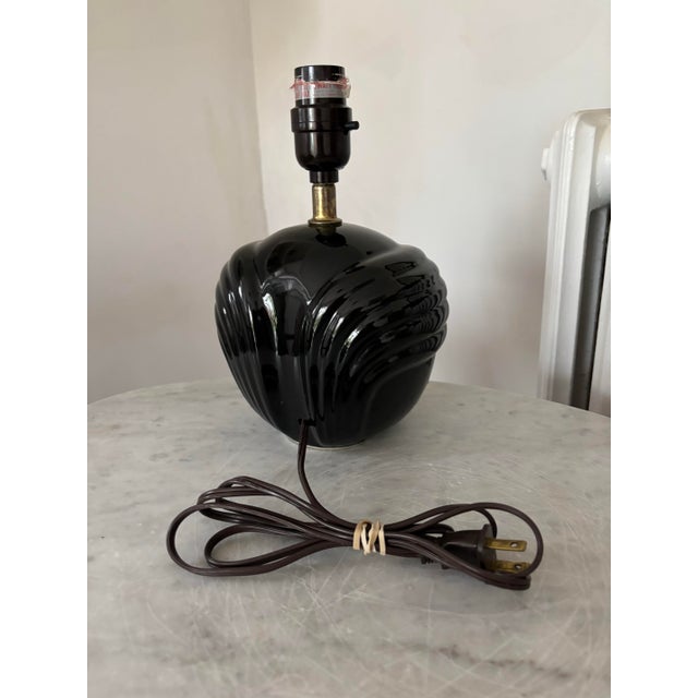 1980s 1980s Art Deco Revival Black Ceramic Lamp For Sale - Image 5 of 7