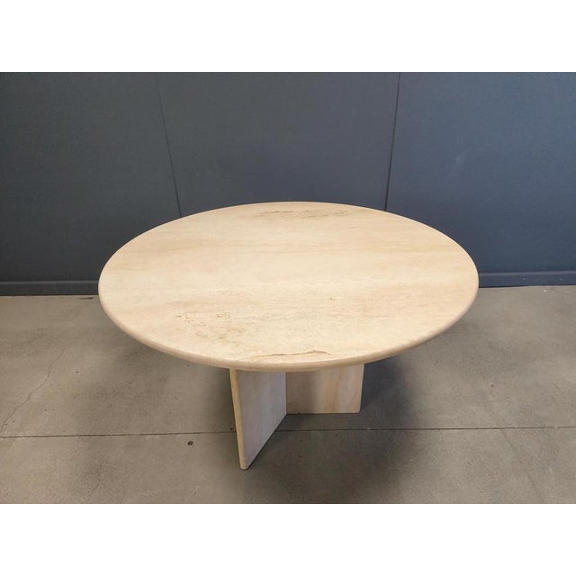 Italian Round Travertine Dining Table, 1970s For Sale - Image 12 of 14