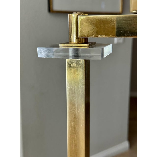 Frederick Cooper Solid Brass & Lucite Swing Arm Floor Lamp For Sale - Image 9 of 18