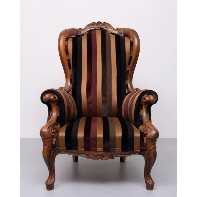 Textile Antique Easy Chair with Paul Smith Fabric, 1880s For Sale - Image 7 of 13