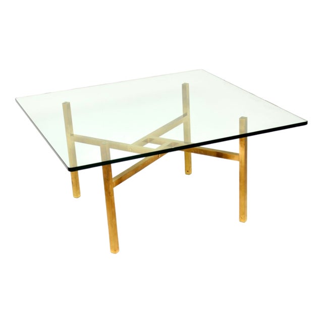 Vintage Brass and Glass Coffee Table, 1970s For Sale