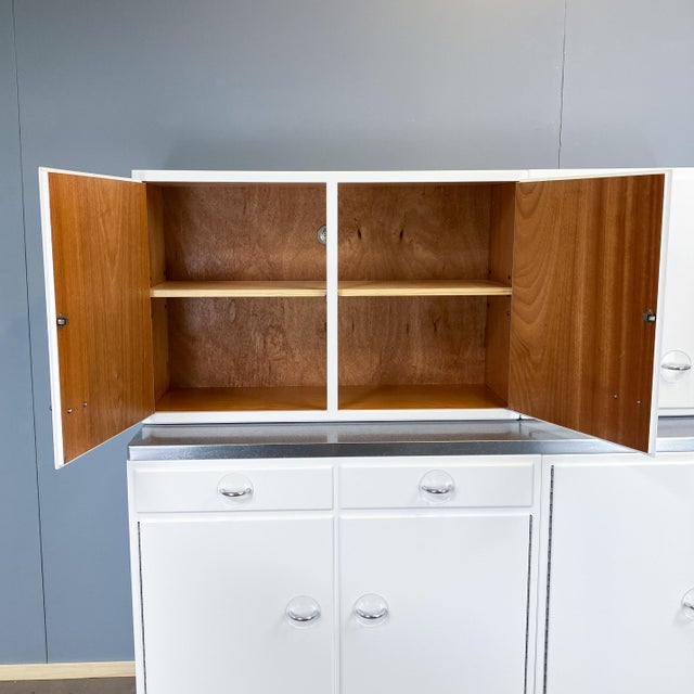 Poggenpohl Kitchen Set with Grey-Blue Mottled Resopal Worktop, 1950s, Set of 5 For Sale - Image 12 of 18