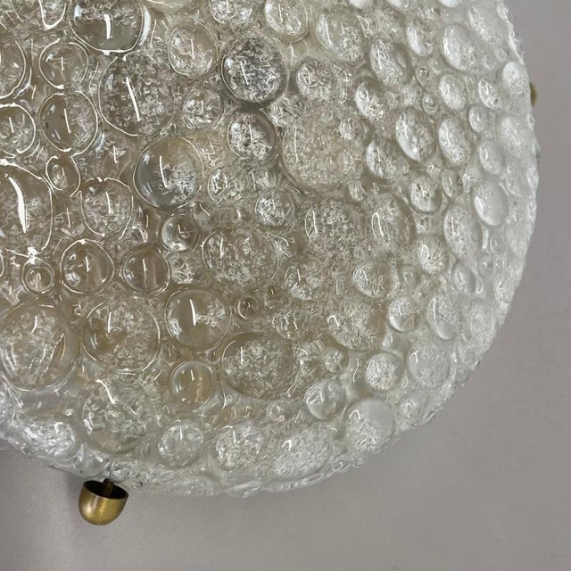 Gold Large Ice Murano Glass Flush Mount from Hillebrand Leuchten, 1970s For Sale - Image 8 of 18