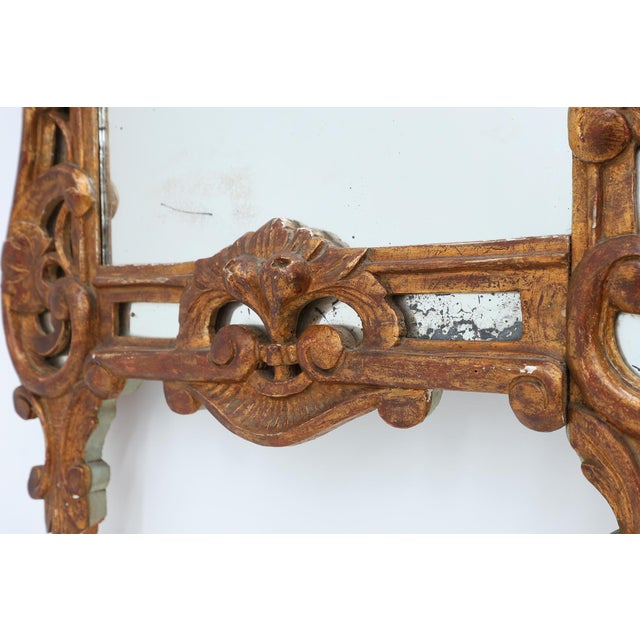 Louis XV Style Carved Giltwood Mirror with Floral Crest, France, 1700s For Sale - Image 10 of 11