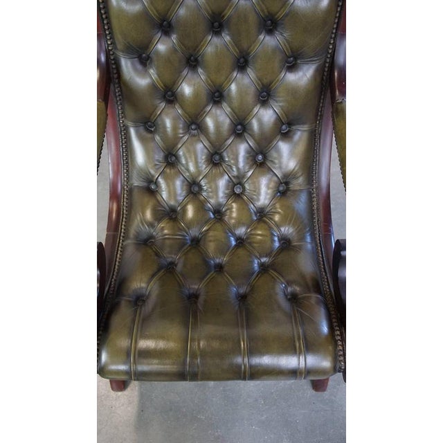 Chesterfield Armchair in Cowhide and Wood For Sale - Image 6 of 14