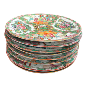 Early 20th Century Rose Medallion Dinner Plates - Set of 8