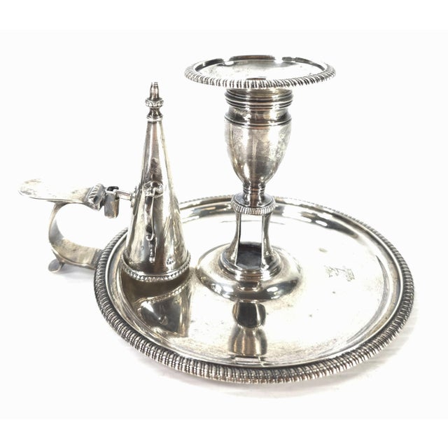 Rare and stunning Georgian English Sterling Silver Chamberstick.