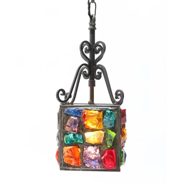 Arts & Crafts Art Nouveau Wrought Iron Lantern, 1900s For Sale - Image 10 of 13
