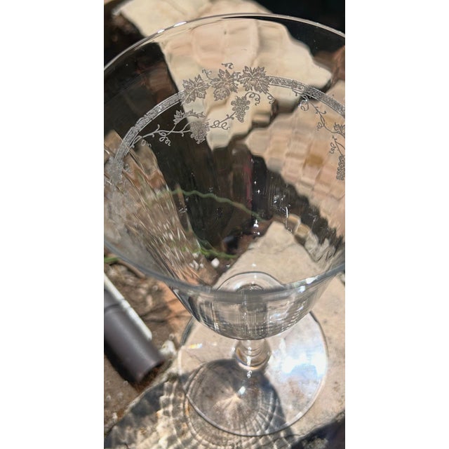 1920s Set of Three Fostoria Optical Bowl With Etched Grapevine Design Around Bowl For Sale - Image 10 of 10
