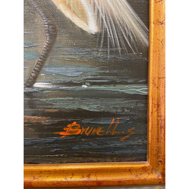 Coastal Paul Brunelle's Heron Painting For Sale - Image 3 of 10