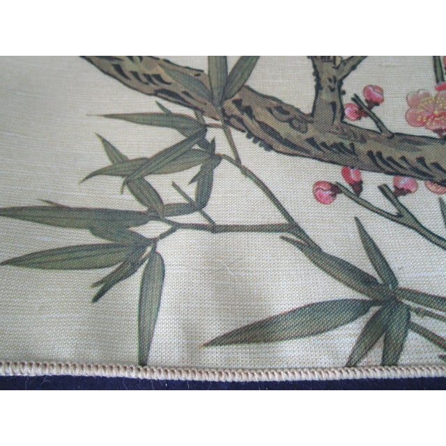 Vintage Little Bluebird Among the Cherry Blossoms With Bamboo Accent Dinner Napkins- Set of 4 For Sale - Image 4 of 11