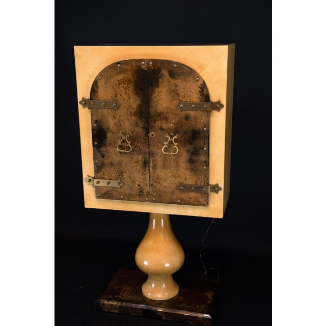Mid-Century Modern Mid-Century Modern Goatskin Parchment Bar Cabinet from Aldo Tura, Italy, 1960s For Sale - Image 3 of 18
