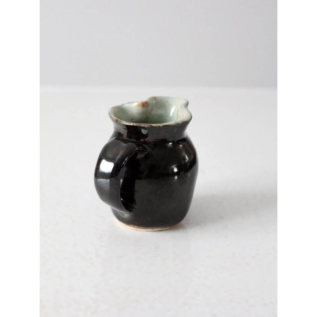 Black Vintage Studio Pottery Creamer Pitcher For Sale - Image 8 of 10