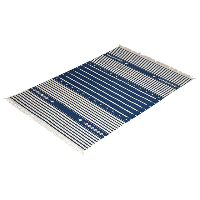 Yarrow Rug, 9x12, Navy Blue & White For Sale