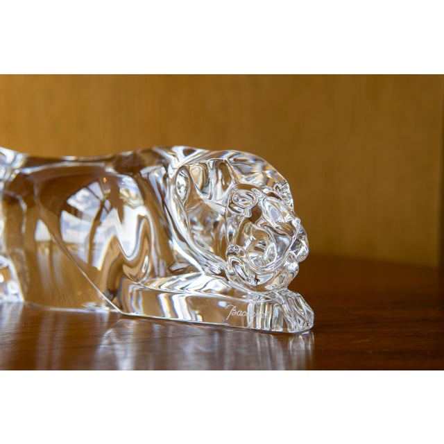 1980s 1980s Stylized Crystal Jaguar Sculpture by Baccarat For Sale - Image 5 of 7