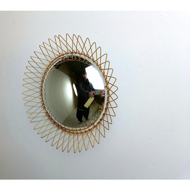 Boho Chic Vintage Bohemian Golden Sunburst Mirror, 1960s For Sale - Image 3 of 12