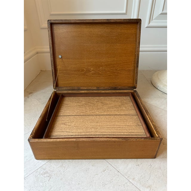 Vintage Mid-Century Handmade Inlaid Box With Internal Shelf For Sale - Image 11 of 18