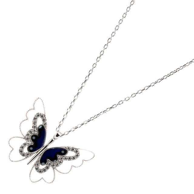 Early 21st Century Spiritual Transformation Blue Butterfly Necklace For Sale - Image 5 of 7