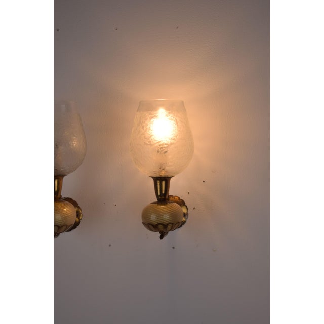 Gold Vintage Wall Lamps from Barovier & Toso, 1940s, Set of 2 For Sale - Image 8 of 15