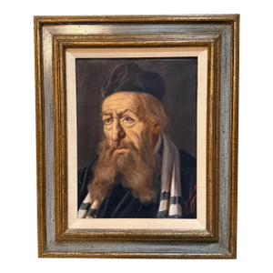 Oil on Canvas Painting of a Scholar or Hasidic Rabbi by Jeno Gussich