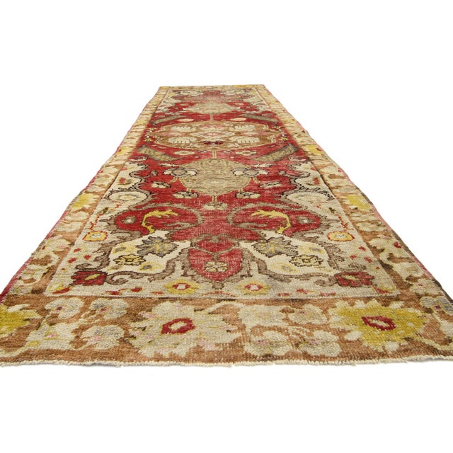 Textile Vintage Turkish Oushak Runner - 02'08 X 09'02 For Sale - Image 7 of 8