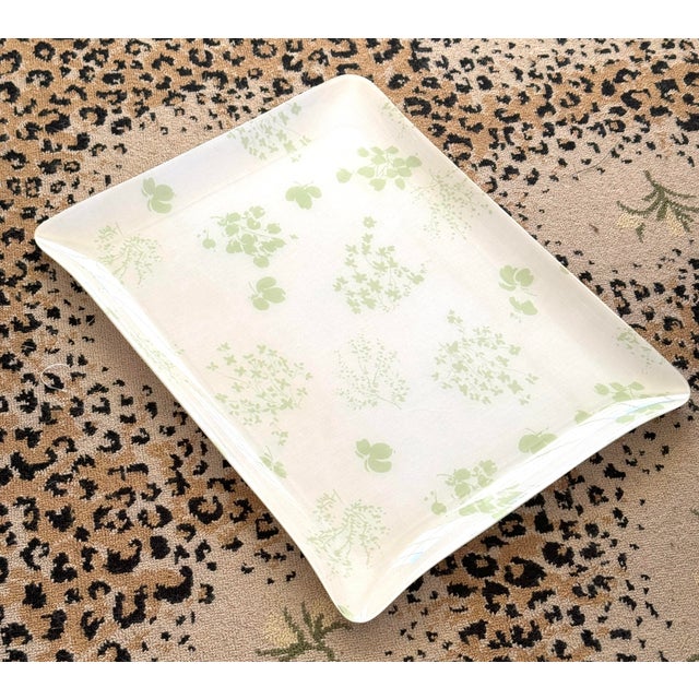 White Vintage D Porthault Large Laminated Tray For Sale - Image 8 of 8