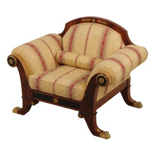 Versace Italian Upholstered Mahogany Chair For Sale
