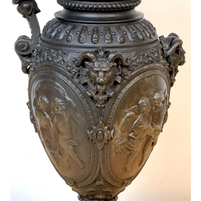 19th Century French Clodion-Style Bronzed Zinc Ewer with Bacchic Caryatid Handle For Sale - Image 17 of 18