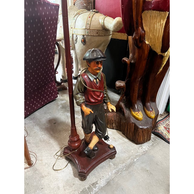 Up for consideration is a beautiful vintage MCM vintage wooden golfer standing floor lamp. This would look lovely in your...