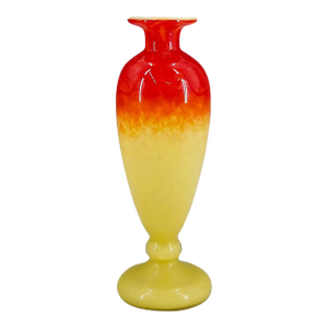 Signed Schneider Red to Yellow Art Glass Vase, French Art Deco 1920s