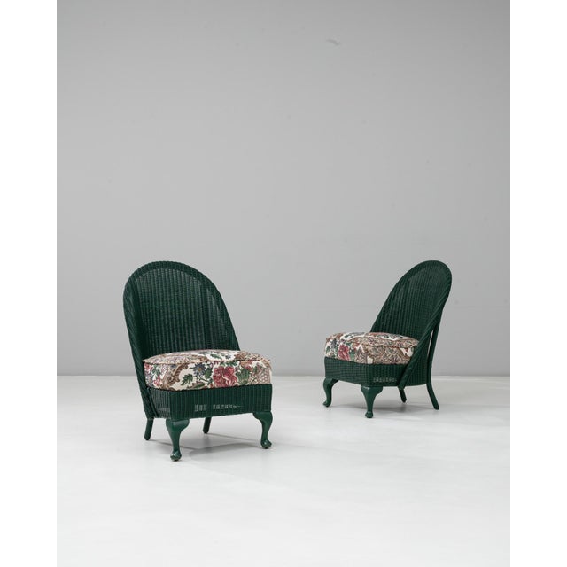 20th Century French Lloyd Loom Chairs With Upholstered Seats - A Pair For Sale - Image 16 of 18