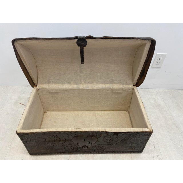 Mid 18th Century 18th Century Leather Dome Top Trunk For Sale - Image 5 of 9