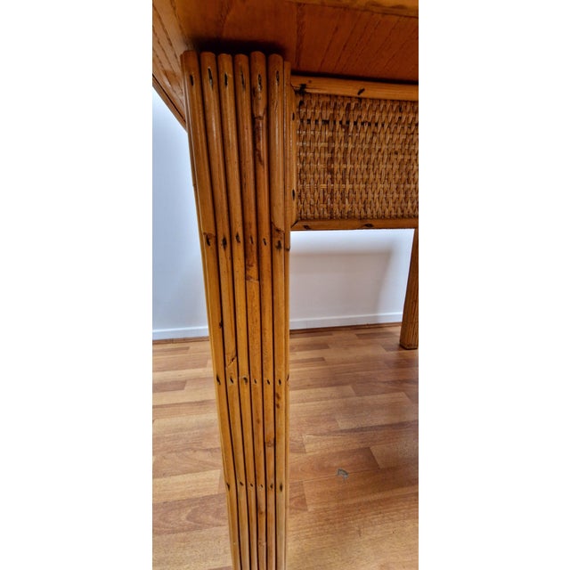 Italian Folding Table in Rattan and Bamboo , 1970s For Sale - Image 6 of 18