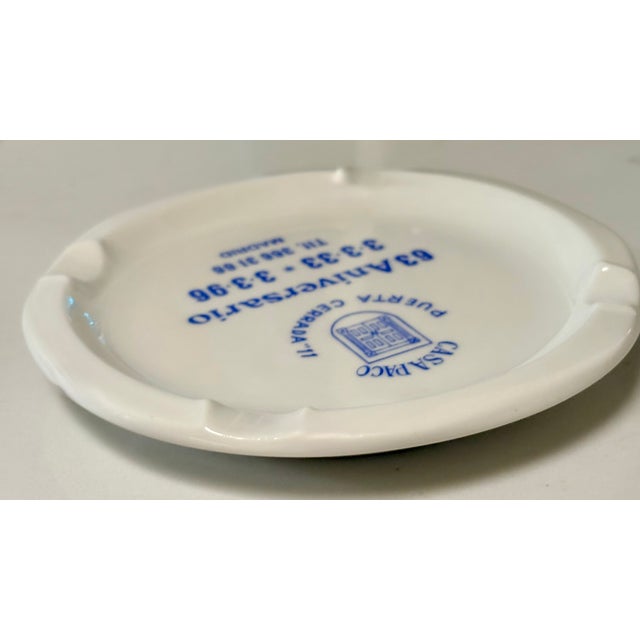 63rd Anniversary Blue and White Casa Oaci Puerta Cerrada, Madrid Ashtray Catchall For Sale - Image 4 of 7