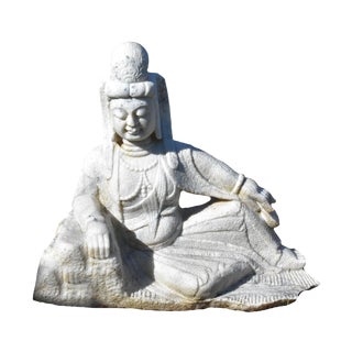 Antique Kwan Yin Avalokiteshara Buddha Marble Statue For Sale