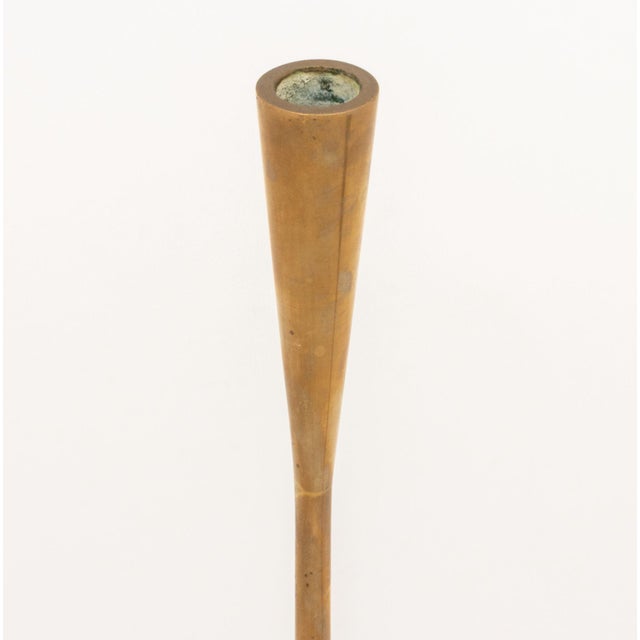 Pair of Illums Bolighus Modernist Brass Candlestick Holders For Sale - Image 9 of 11
