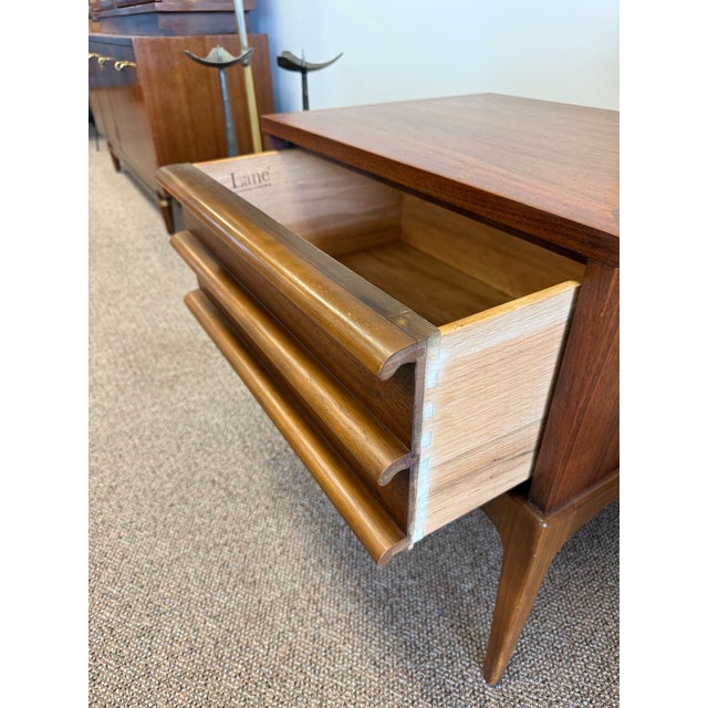 Mid Century Modern Walnut Nightstand by Lane Furniture From the Rhythm Line For Sale - Image 6 of 12