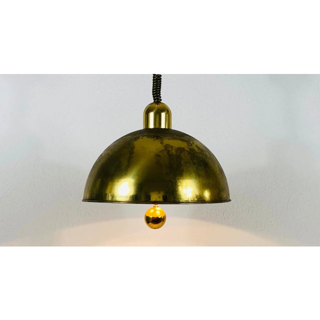 Mid-Century Modern Brass Pendant Lamp by WKR, 1970s, Germany For Sale - Image 4 of 12