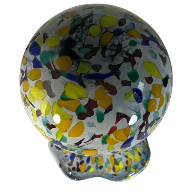 15+ In. Tall Bulbous Multicolor Ruffled Art Glass Confetti Multicolor Vase For Sale - Image 18 of 18