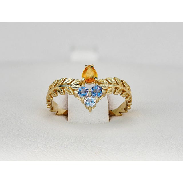 Yellow Olive Leaves 14k Gold Ring Size 5 (All Sizes Available) For Sale - Image 8 of 10