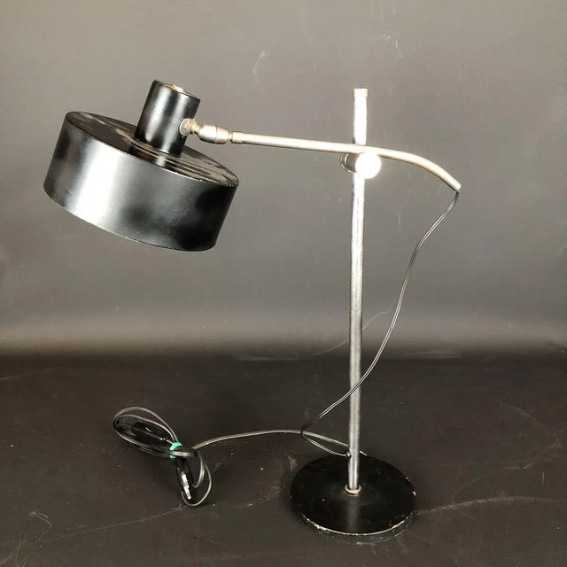 Black Vintage Italian Metal and Nickeled Brass Table Lamp For Sale - Image 8 of 14