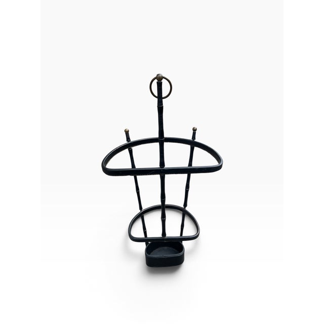 Vintage Stitched Leather Umbrella Stand by Jacques Adnet, 1950s For Sale - Image 9 of 12