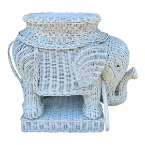A Palm Beach Icon | White Wicker Elephant Drinks Table, 1970s