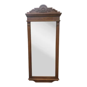 Mid-Century Gardner Mirror Burl Walnut and Giltwood Wall Mirror