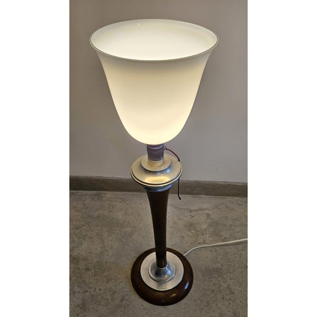 Wood Vintage Table Lamp from Mazda, 1930s For Sale - Image 7 of 14