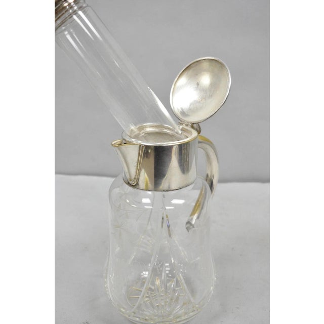 Antique Victorian German Silver Plated Cut Crystal Glass Lemonade Water Pitcher For Sale - Image 4 of 12