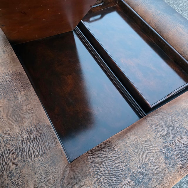 Early 21st Century Lorts[attributed] Spanish Revival Distressed Leather Tray-Top Cocktail Coffee Table For Sale In Washington DC - Image 6 of 11