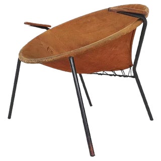 Suede Balloon Chair by Hans Olsen for Lea Design, Denmark, 1950s For Sale