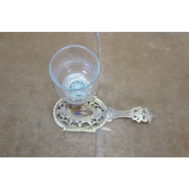 Vintage Brass Griffin Dragon Sphynx Hurricane Candle Holder Chamberstick 7" For Sale - Image 6 of 14